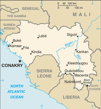 Regional map of Guinea