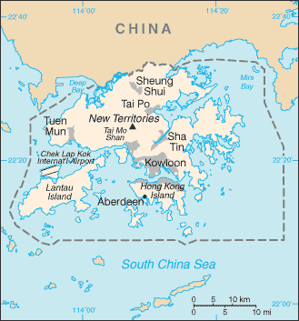 Regional map of Hong Kong