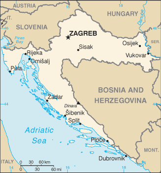 Regional map of Croatia