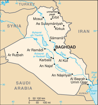 Regional map of Iraq
