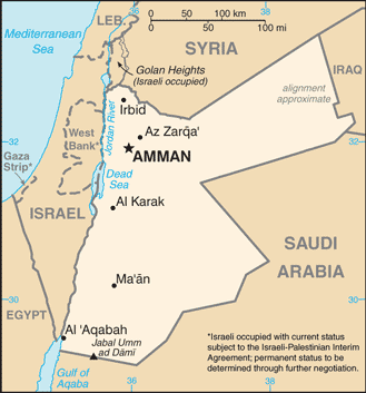 Regional map of Jordan