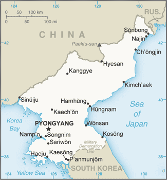 Regional map of North Korea (Democratic People's Republic of Korea)
