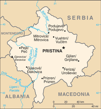 Regional map of Kosovo