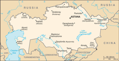 Regional map of Kazakhstan