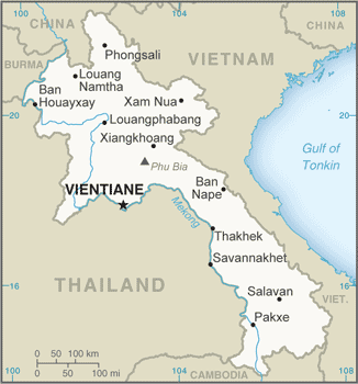 Regional map of Laos (Lao People's Democratic Republic)