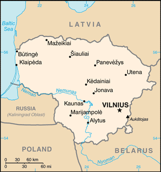 Regional map of Lithuania