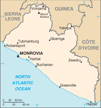 Regional map of Liberia