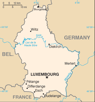 Regional map of Luxembourg