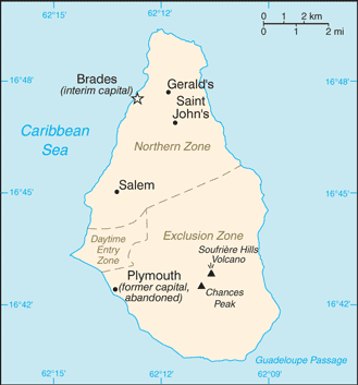 Regional map of Montserrat