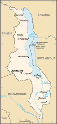 Regional map of Malawi