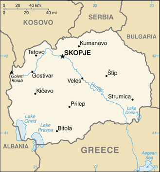 Regional map of North Macedonia
