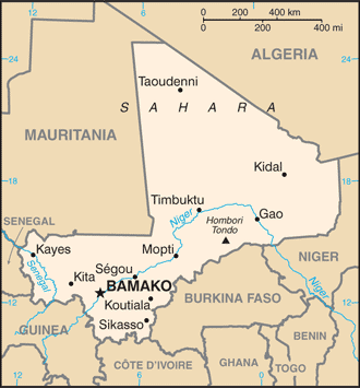 Regional map of Mali