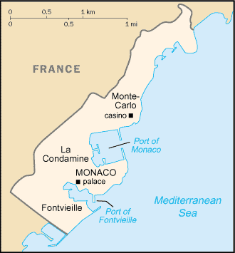 Regional map of Monaco