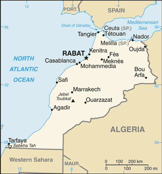 Regional map of Morocco