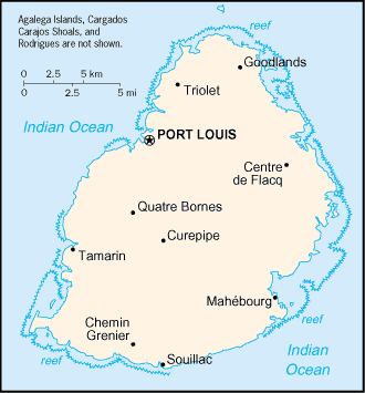 Regional map of Mauritius