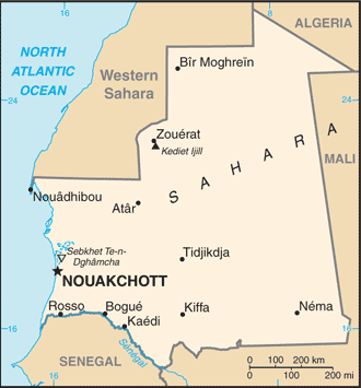 Regional map of Mauritania