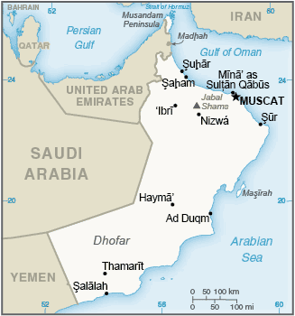 Regional map of Oman