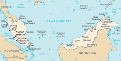 Regional map of Malaysia