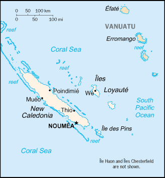 Regional map of New Caledonia