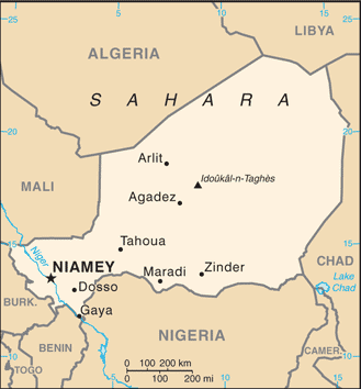 Regional map of Niger