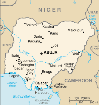 Regional map of Nigeria