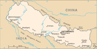 Regional map of Nepal