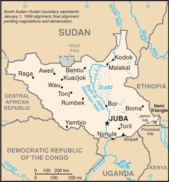Regional map of South Sudan