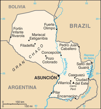Regional map of Paraguay