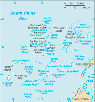 Regional map of Spratly Islands