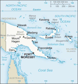 Regional map of Papua New Guinea
