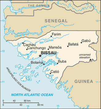 Regional map of Guinea-Bissau