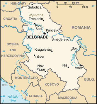 Regional map of Serbia