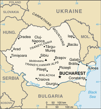 Regional map of Romania