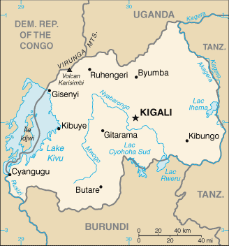 Regional map of Rwanda