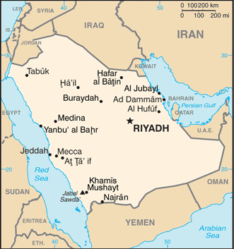 Regional map of Saudi Arabia