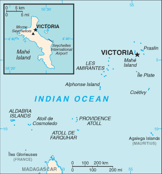Regional map of Seychelles