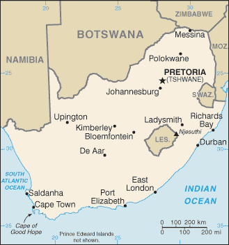 Regional map of South Africa