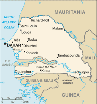 Regional map of Senegal
