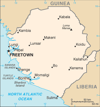 Regional map of Sierra Leone