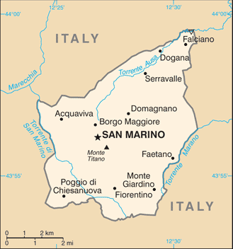 Regional map of San Marino