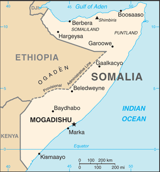 Regional map of Somalia