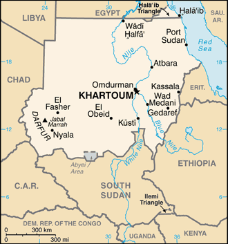 Regional map of Sudan