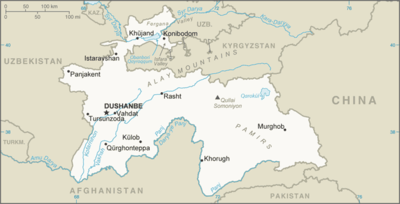 Regional map of Tajikistan