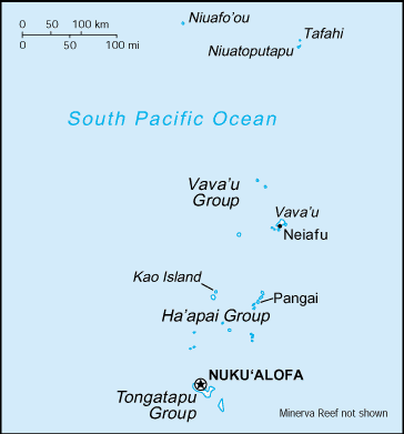 Regional map of Tonga