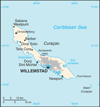 Regional map of Curacao