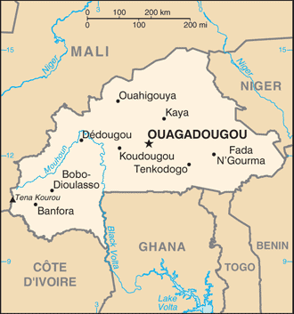 Regional map of Burkina Faso