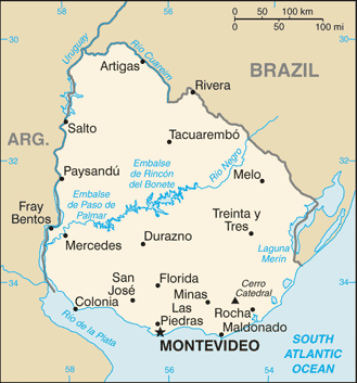 Regional map of Uruguay