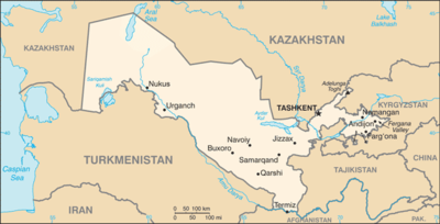 Regional map of Uzbekistan