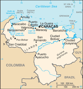 Regional map of Venezuela