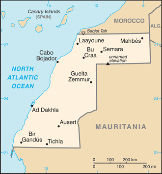 Regional map of Western Sahara